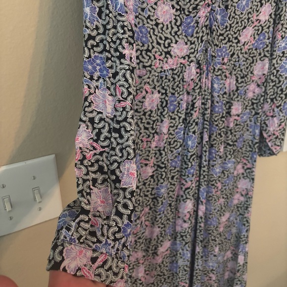 LOFT Floral Midi Dress 6 Petite NWT Long Sleeve V-Neck - Picture 6 of 8